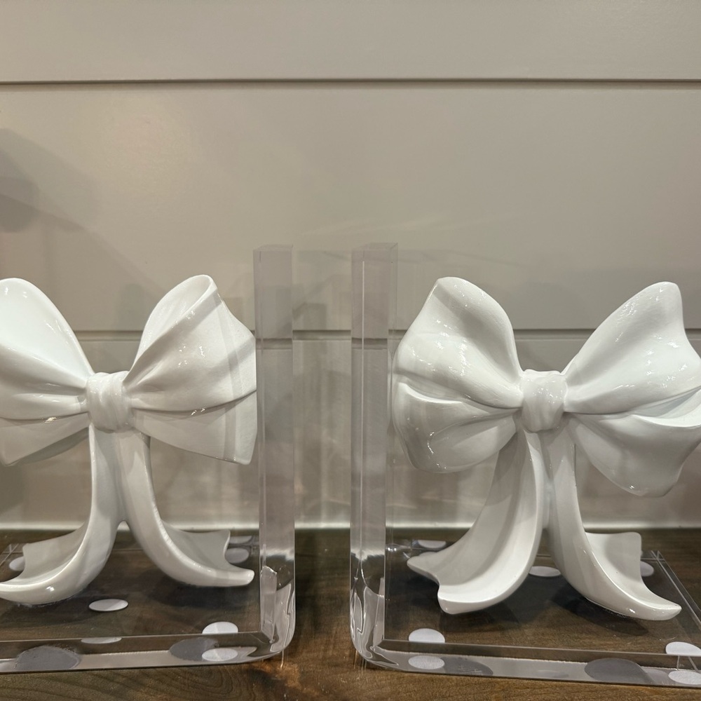 Coquette White Bow Bookends